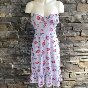 Sunday‎ Best Floral Dress Strapless Midi Blue Floral Smocked Back Aritzia Size M